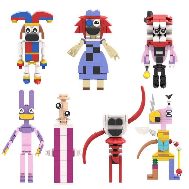 BuildMoc Magical Digital Circus Clown Bunny Khối xây dựng Pomni và Jax Gloink Búp bê Đồ chơi Giáng sinh cho trẻ em