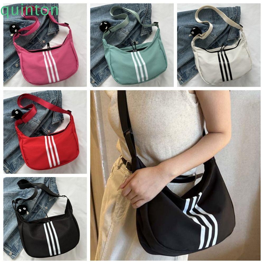 Shanhai Túi Đeo Chéo nylon Màu Trơn Họa Tiết Kẻ Sọc Đơn Giản
