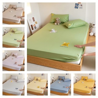 1 bộ drap giường 100% cotton thêu hình gấu pooh dễ thương ốp