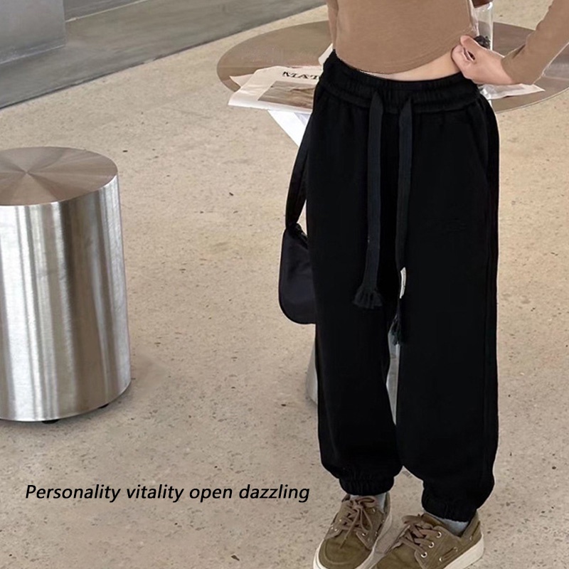 Iq Quần Legging Dáng Rộng Màu Trơn Thời Trang Xuân Thu Phong Cách Hàn Quốc Cho Bé Gái