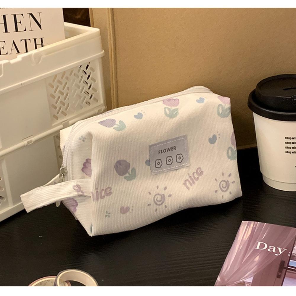 WAPKTY Hộp Bút Túi Đựng Bút Chì Sức Chứa Lớn Hình Hoa tulip Bằng Vải Nhung + polyester + Hoa tulip Chống Bẩn Cho Học Sinh