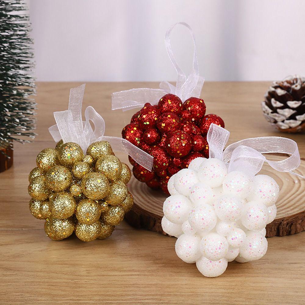 Subei Set 5 Trái Châu Bằng Nhựa Rộng 6cm Dùng Trang Trí Cây Thông Giáng Sinh