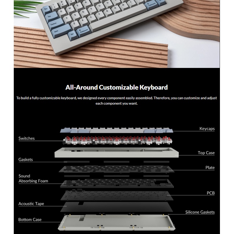 Bàn PhíM Cơ Có Dây Nhôm 60% RGB Q60