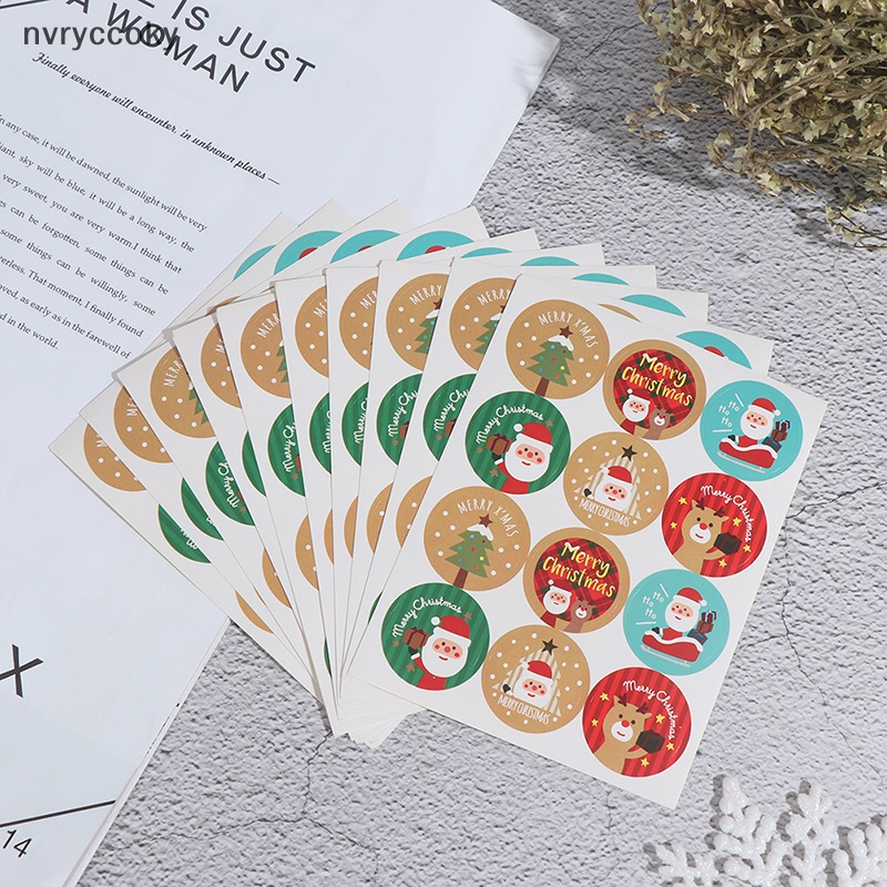 Set 120 Nhãn Dán Tròn Trang Trí Quà Giáng Sinh