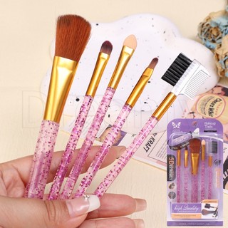Set 5 cọ trang điểm mắt / má hồng / cọ trang điểm mini tay cầm dài lông mềm trong suốt