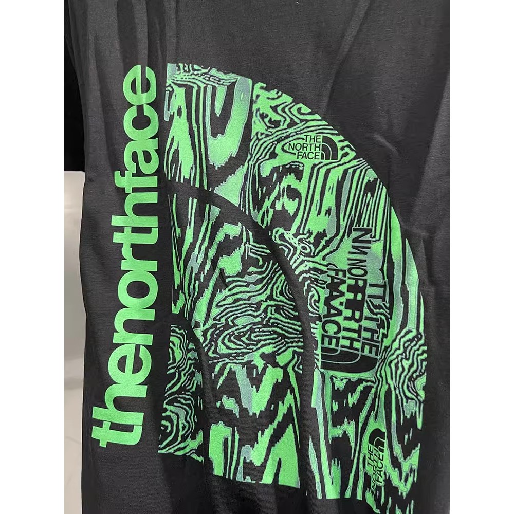 The north face Áo Thun Tay Ngắn Cổ Tròn Chất Liệu cotton Thoáng Khí In logo Trừu Tượng Thời Trang Cho Nam Và Nữ