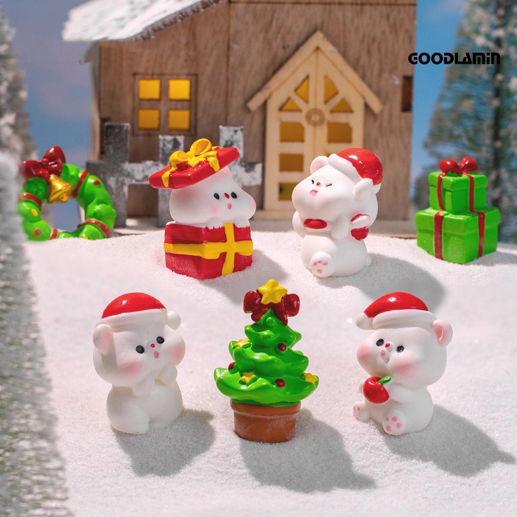 Set 2 Hộp Quà Tặng Giáng Sinh mini Màu Trơn Hình Gấu Hoạt Hình Ông Già Noel Người Tuyết