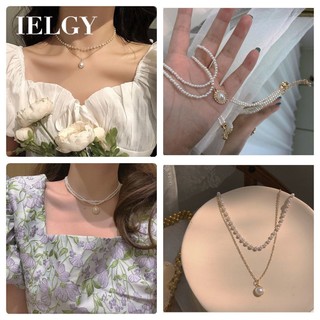 IELGY Vòng cổ Hai Lớp Đính Ngọc Trai Sang Trọng Thời Trang Cho Nữ