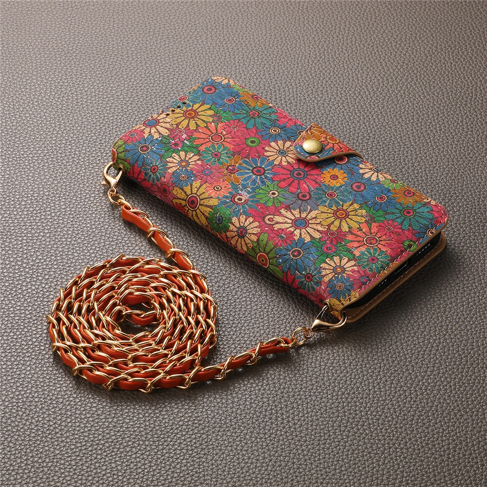 Nút Chai Vải Phong Cách Hoa Ví Da Đeo Ngang Cho iPhone 15 Pro Max 16 14 Plus 13 12 11 Pro Xs Max X Xr 7 8 SE 2022 Khe Cắm Thẻ Đứng