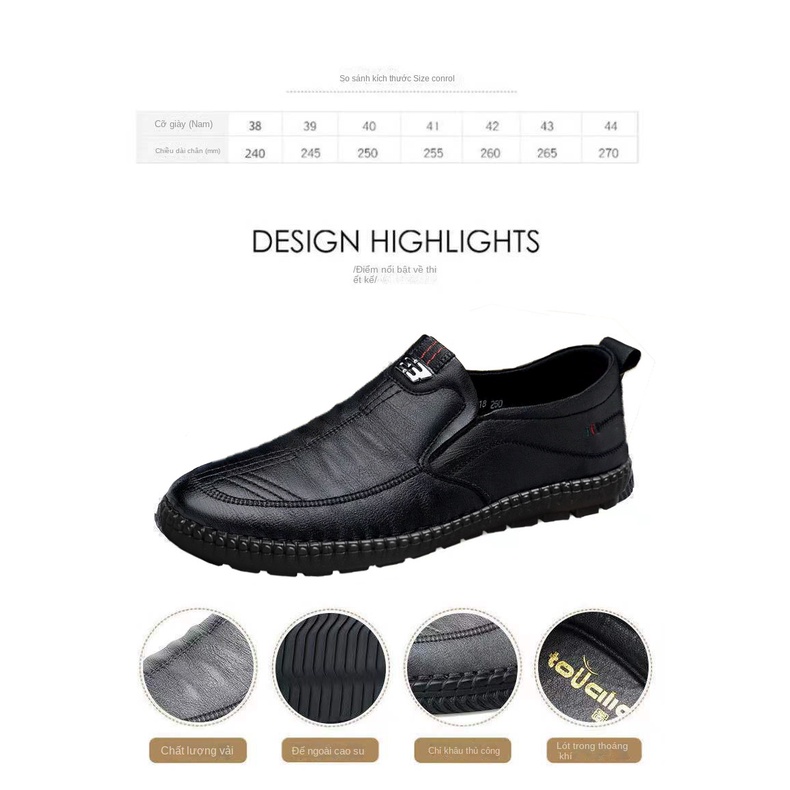 Giày Lười Da Đế Mềm Chống Trượt Thoáng Khí Thời Trang Cho Nam