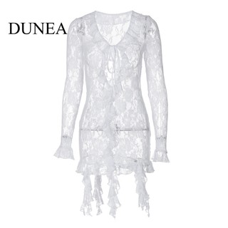 DUNEA Đầm Nữ Phối Ren Quyến Rũ Gợi Cảm