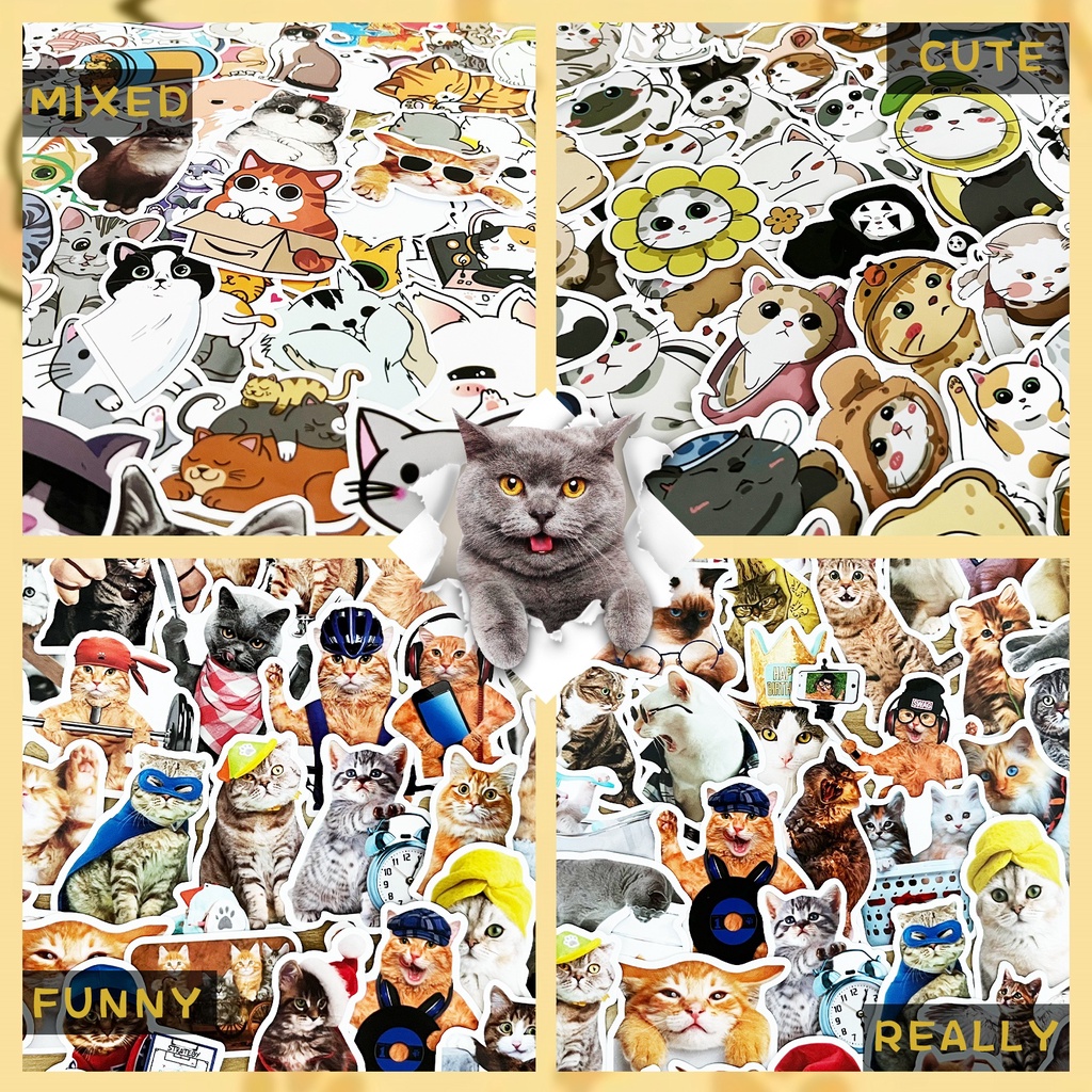 Bộ 300 / 200 / 100 / 50 Miếng Dán Chống Thấm Nước Họa Tiết graffiti Dễ Thương Trang Trí Nón Bảo Hiểm
