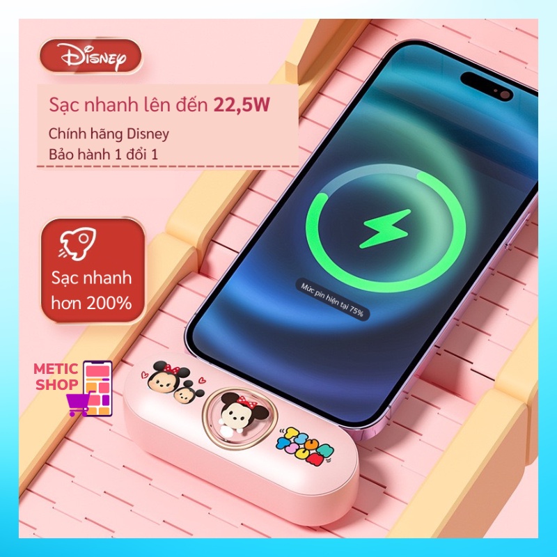 Sạc Dự Phòng Mini Không Dây Phiên Bản Mới Pin 5000mAh Tích Hợp Sạc Nhanh Có Màn Hình Hiển Thị Pin