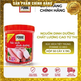 Xúc xích tiệt trùng ponnie vị heo - hộp 50 cây x 19g
