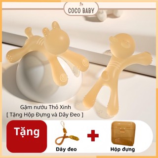 Gặm nướu silicon thực phẩm hình Thỏ Xinh cho bé từ 3 tháng tuổi Tặng hộp đựng và dây đeo