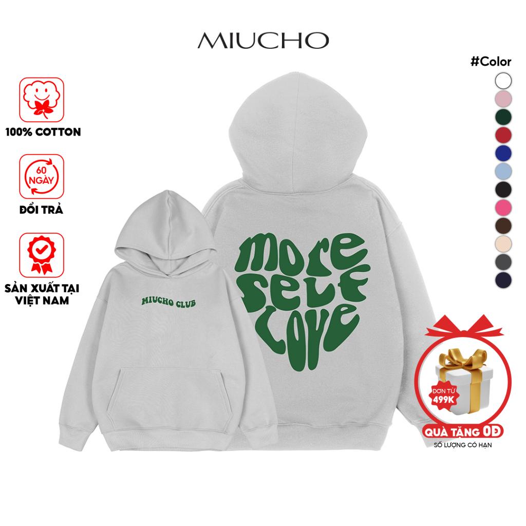 Áo hoodie nữ form rộng HDD299 Miucho chân cua in typography