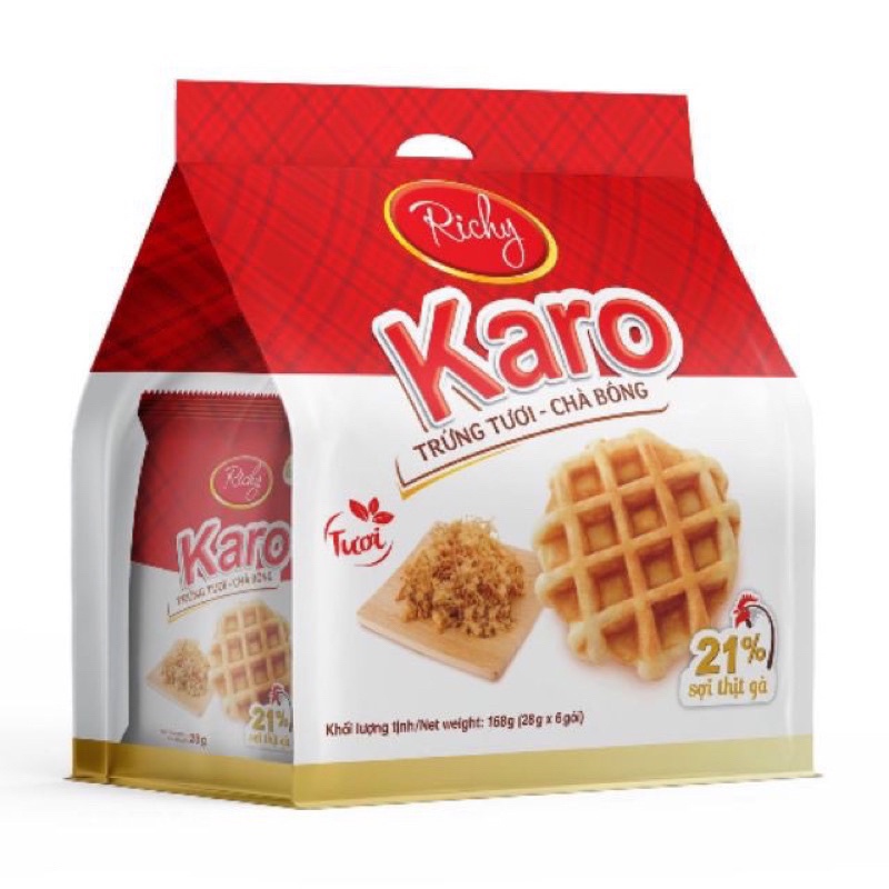 Bánh trứng tươi chà bông karo richy bịch 6 Chiếc 156g phô mai hoàng kim