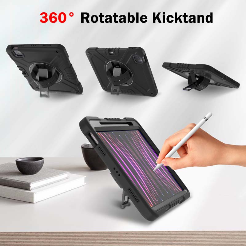 Ốp Máy Tính Bảng Có Dây Đeo Vai Và Giá Đỡ Xoay Chống Sốc Cho ipad pro 11 inch air 5 / air 4 10th / 9th / 8th / 7th / 6th / 5th gen mini 6