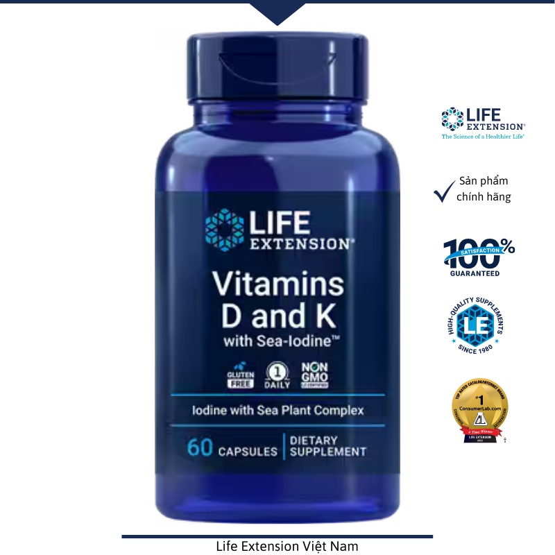 Bổ sung Vitamins D and K with Sea-Iodine 60 viên  - Life Extension Việt Nam