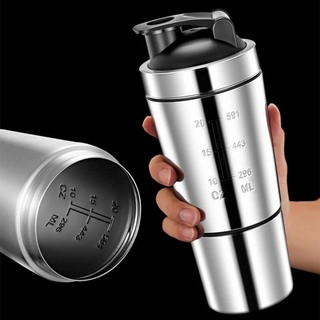 Mới bình lắc bột protein hai lớp chân không bằng thép không gỉ có thể tháo rời
