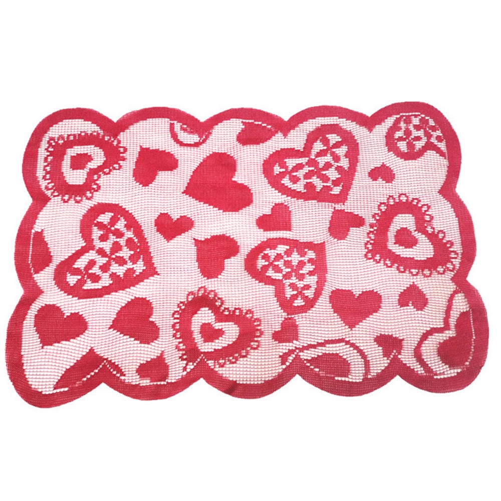 Khăn Trải Bàn Họa Tiết Trái Tim Phối Ren Dùng Trang Trí Tiệc Valentine