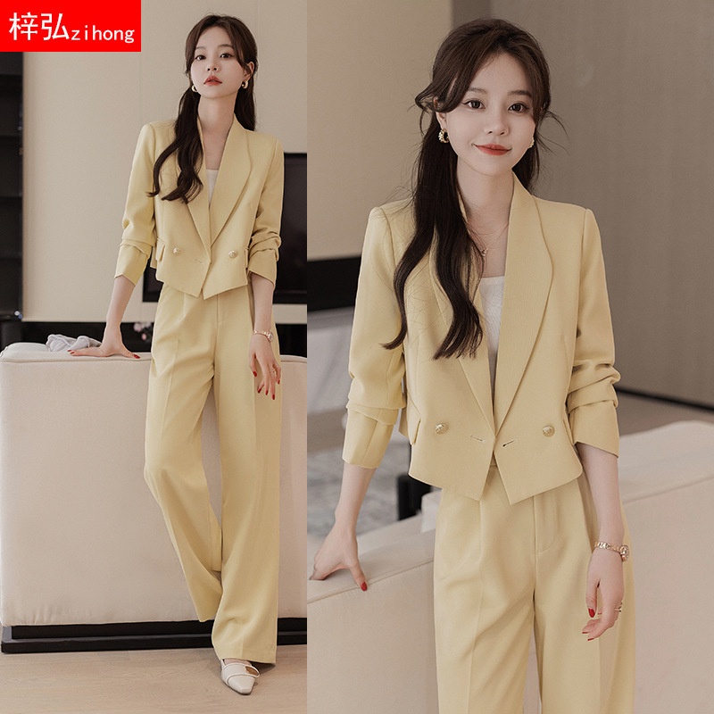 Áo Khoác Vest Ngắn Màu Vàng Phong Cách Công Sở Mới 2023 Cho Nữ