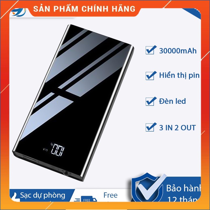 Pin Sạc Dự Phòng 30000mAh 3M mini nhỏ gọn tiện nghi cầm theo sạc nhanh thích hợp dùng iPhone XiaoMi|PKTrungBinh [Gương]