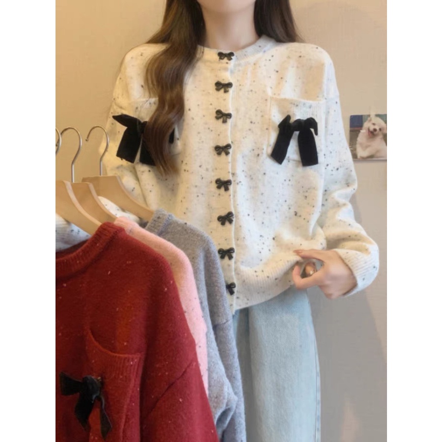 ÁO CARDIGAN LEN ĐÍNH NƠ ULLZANG