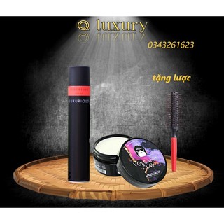 COMBO Gôm xịt tóc nam tạo kiểu giữ nếp LUXURIOUS kèm sáp vuốt tóc nam tặng lược kiẻu