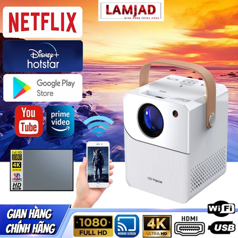 Máy chiếu mini LAMJAD CY303 Kết nối wifi, bluetooth, dễ dàng kết nối điện thoại, máy tính