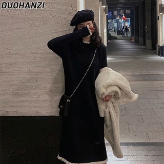 Đầm Đen Dáng Dài Phong Cách Pháp Thời Trang Thu Đông Cho Nữ