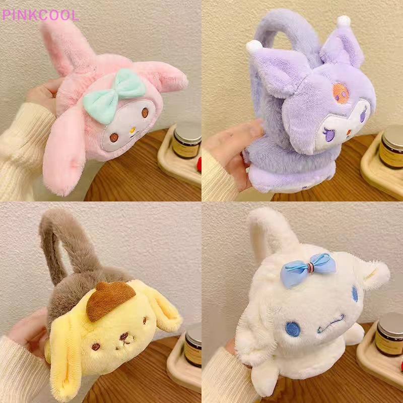 Pinkcool Sanrio Kuromi Chụp Tai Giữ Ấm Mùa Đông Bằng Vải Lông Mềm Mại Hình Cinnamoroll Melody Bảo Vệ Tai Khi Bịt Tai Ngoài Trời Vào Mù