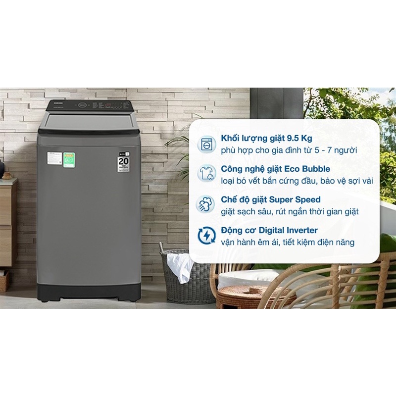 Máy giặt Samsung Inverter 9.5 kg WA95CG4545BDSV đời mới 2023 - Thái Lan —Điện Máy Chính Hãng Tồn Kho