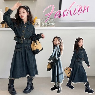 Set áo khoác denim phối chân váy thời trang xuân xinh xắn cho bé gái