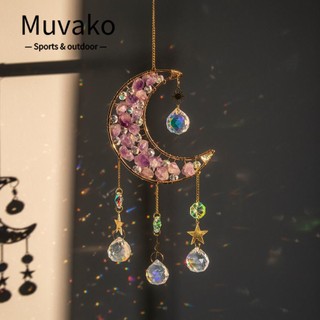 Muvako dreamcatcher màu tím pha lê tím hình mặt trăng / mặt trời / dreamcatcher tinh tế trang trí nhà cửa / sân vườn