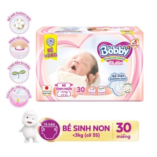 Bỉm/Tã dán Bobby cho bé sinh non,  nhẹ cân 30 miếng