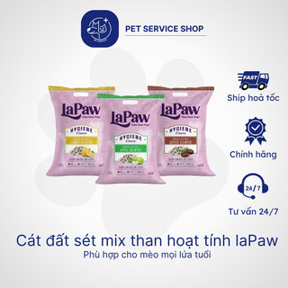 Cát vệ sinh mix than hoạt tính LAPAW cho mèo nhiều mùi túi 15L/8kg PETSERVICE