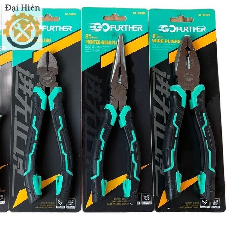 Combo 3 kìm điện, kìm cắt, kìm nhọn loại to 8inch - 200mm Gofuther thép CRV tiện lợi