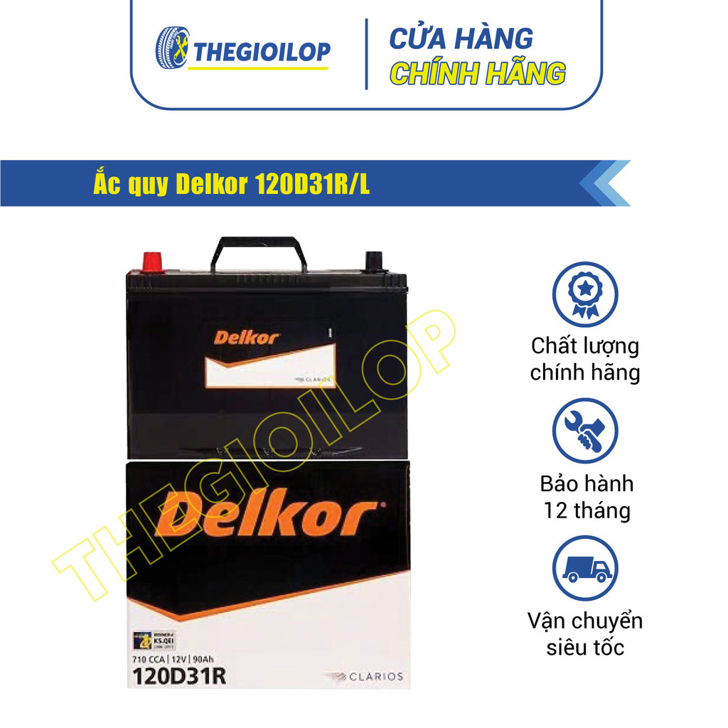 Bình ắc quy Delkor 120D31R/L (12V - 120Ah) - Bảo hành 12 tháng - Thegioilop