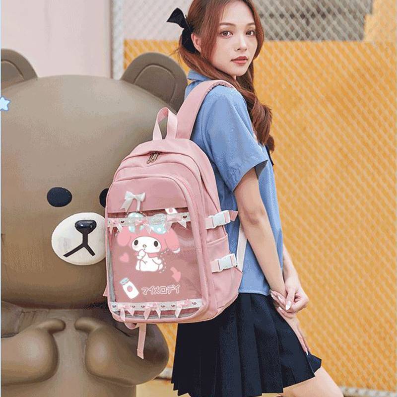 Sanrio Ba Lô Học Sinh Kích Thước Lớn Đa Chức Năng In Hình kuromi Cinnamoroll pochacco 1
