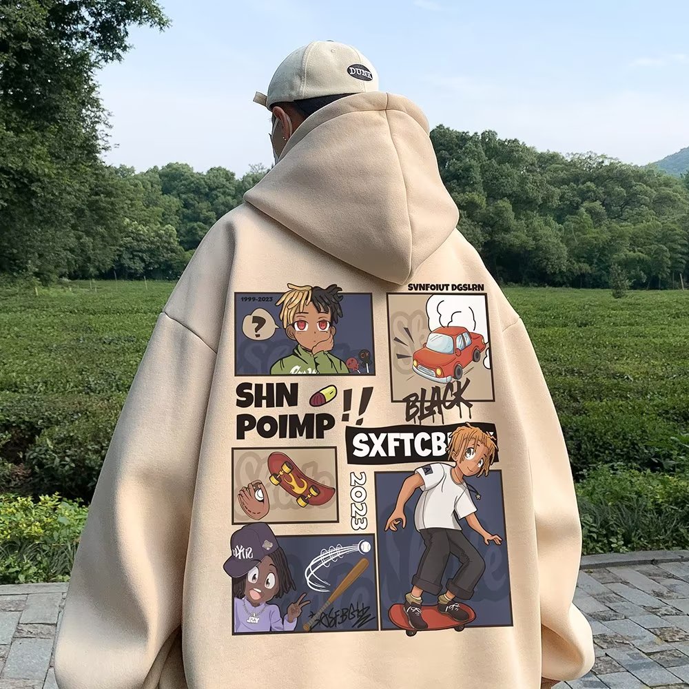 Áo Hoodie Nỉ Dáng Rộng In Chữ Phong Cách hip hop Nhật Bản Thời Trang Cho Nam Và Nữ Cỡ m-5xl