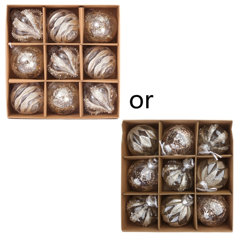 Set 9 Trái Châu Bằng Nhựa Trang Trí Giáng Sinh Năm Mới