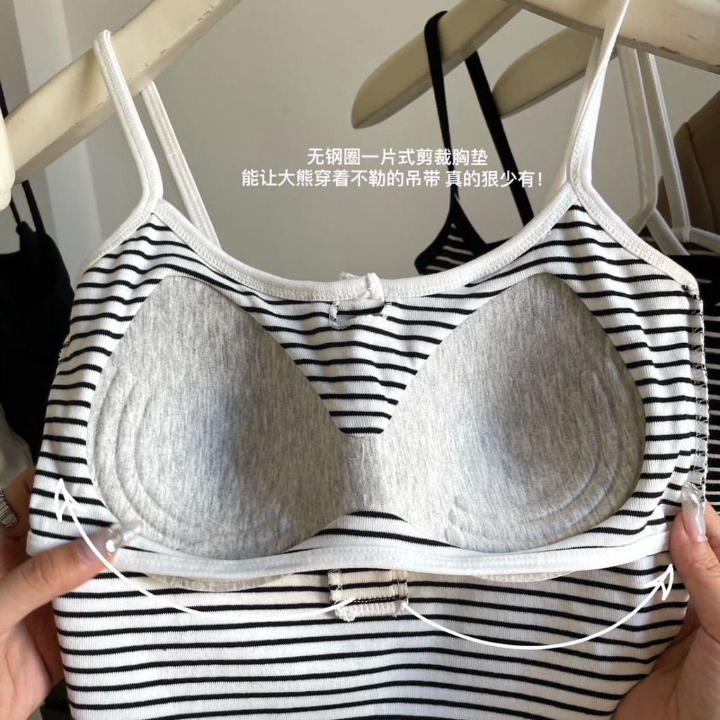 Dây đeo vai màu tương phản sọc có đệm ngực Không có vòng thép