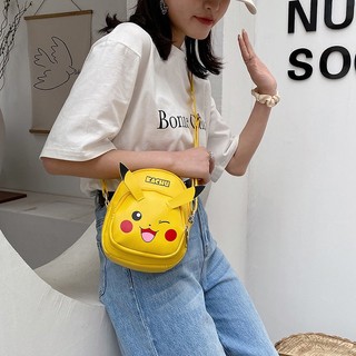 Pokemon small backpack kids Yellow bag handbag diagonal backpack Pikachu bag side diagonal backpack cute and fashionable Baby large capacity cartoon side shoulder bag