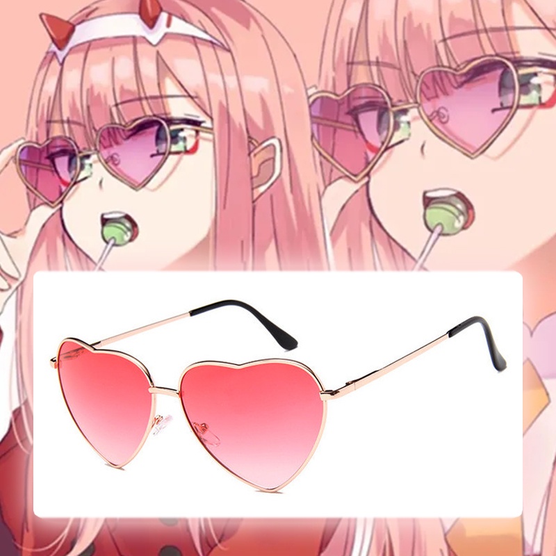 Kính Mắt Hình Trái Tim Zero Two từ Darling in the Franxx, Phụ Kiện Cosplay Halloween