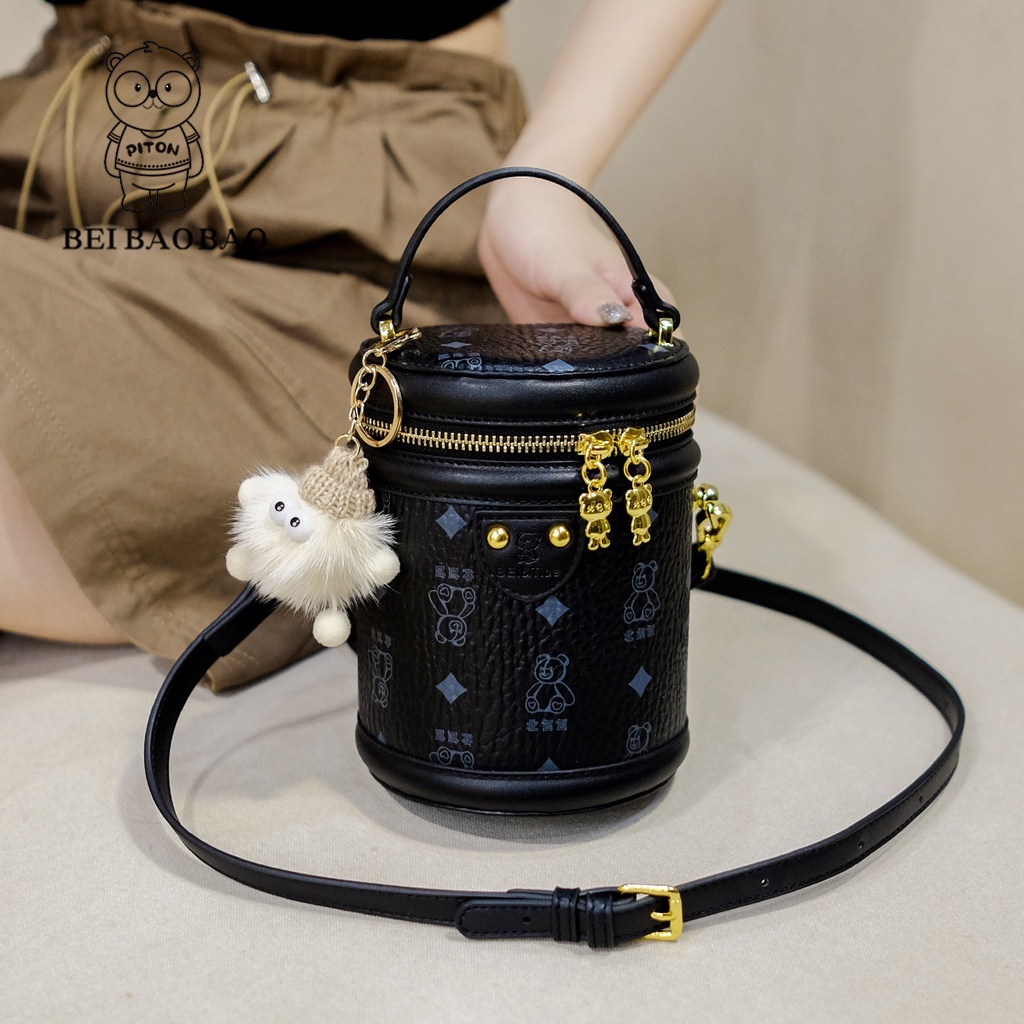 Túi xách nữ thời trang mới 2023 Túi hình trụ Túi đeo vai Messenger