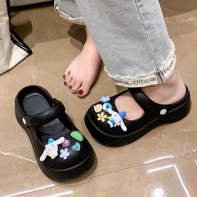 C-FOOT Dép cross cute nữ dép sục bánh mì chống trượt chống nước，Tạo hình Sanrio Cinnamoroll Dễ thương