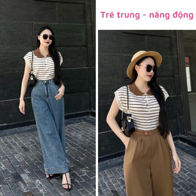 Áo thun len Tanktop Polo nữ cổ bẻ V dáng thụng tay hến phong cách hàn quốc hàng dệt kim montergy Quảng Châu AL22