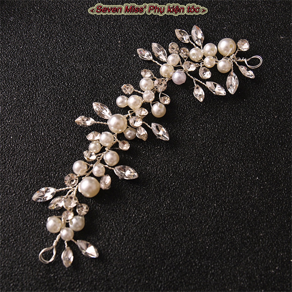 Băng Đô Cài Tóc Đính Đá Ngọc Trai Siêu Bền Sang Trọng Cho Cô Dâu