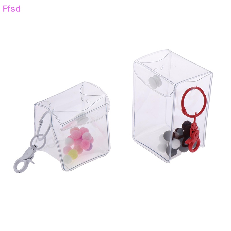 1 Bộ Túi Đựng Tiền Xu / Tai Nghe / Móc Khóa mini Trong Suốt Hình Búp Bê anime Kèm Quả Bông